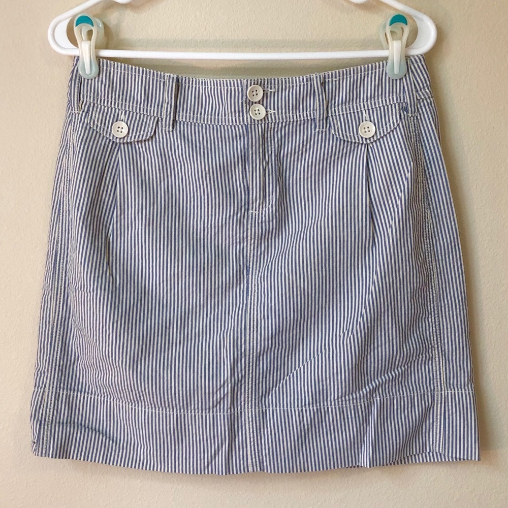 Anthropology striped white and blue skirt